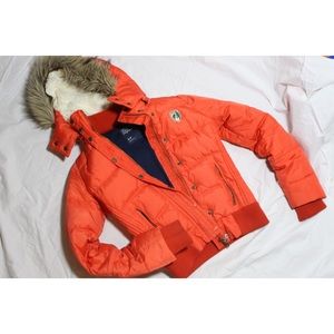 Orange Parka With Faux Fur Hood (Good for cosplay)